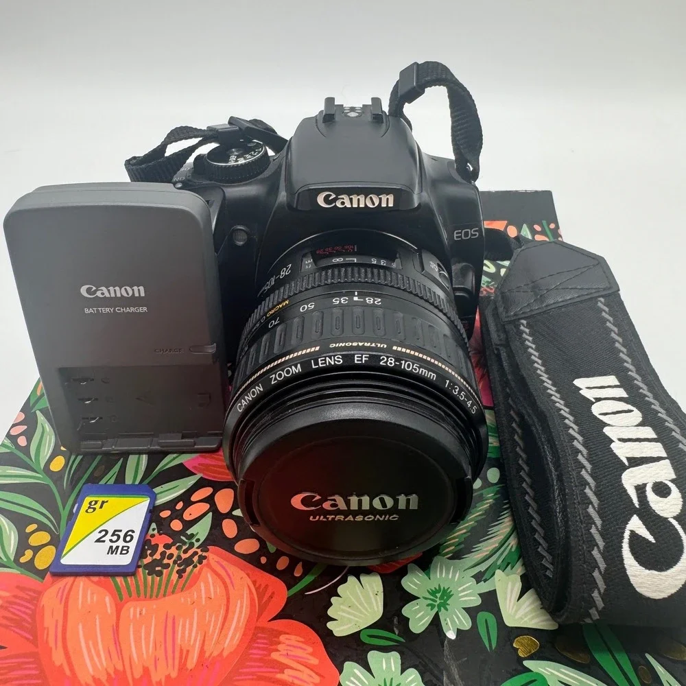 Canon EOS Digital SLR Camera EF 28-105mm Ultrasonic Lens Charger Case Bundle